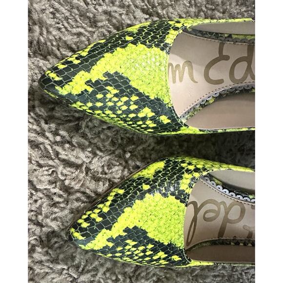 Sam Edelman Hazel Snake Skin High Heels Lime Green/Black Size 7.5M - Picture 2 of 12